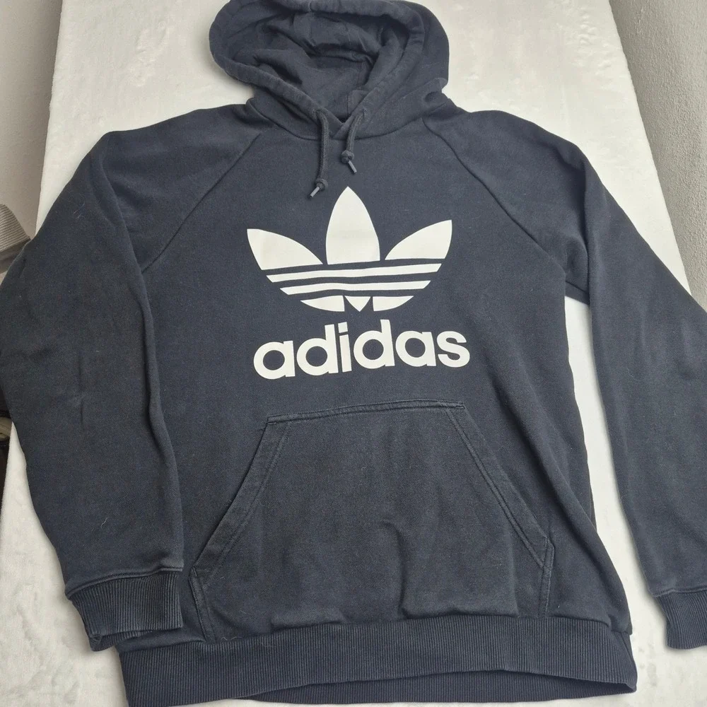 Adidas Originals Trefoil Hoodie Mens Medium‎ Black Pullover Sweatshirt BR4852